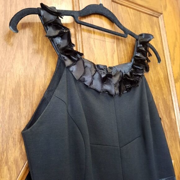 Badgley Mischka Collection Ruffle Neck Dress Sleeveless Black - Picture 4 of 15